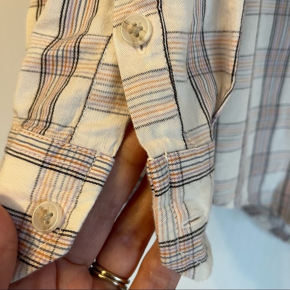 Oversized XS Plaid Button Shirt + Tank S Set Cream Plum Lightweight Layered Look - Picture 8 of 10